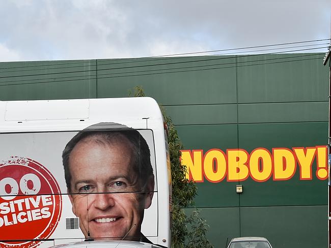 Election 2016 , Adelaide, South Australia. The Leader of the Opposition, Bill Shorten is in Adelaide today and will join Shadow Minister for Vocational Education, Sharon Bird and the Shadow Parliamentary Secretary for Manufacturing, Nick Champion to announce Labor’s plans for jobs and apprentices. Bill Shorten on and with the Bill bus. Picture: Jason Edwards