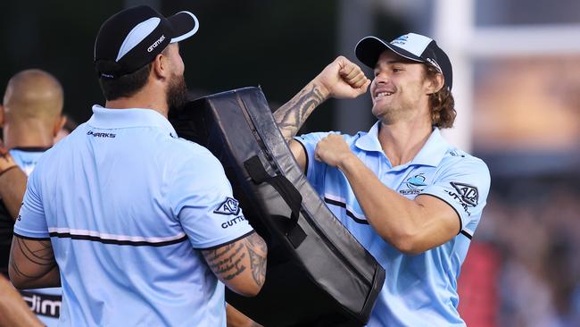 Nicho Hynes had to help out in other ways, with a calf complaint ruling him out of the first three rounds. Picture: Mark Kolbe/Getty Images