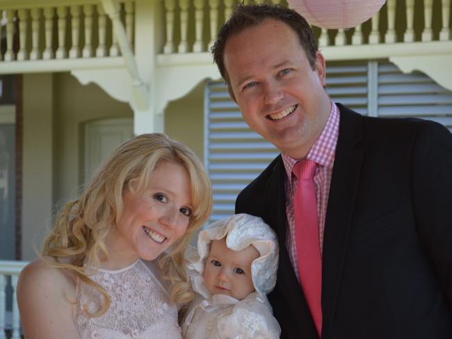 Nikki Webster with her 19-month-old daughter Skylah McMah and husband Matthew McMah