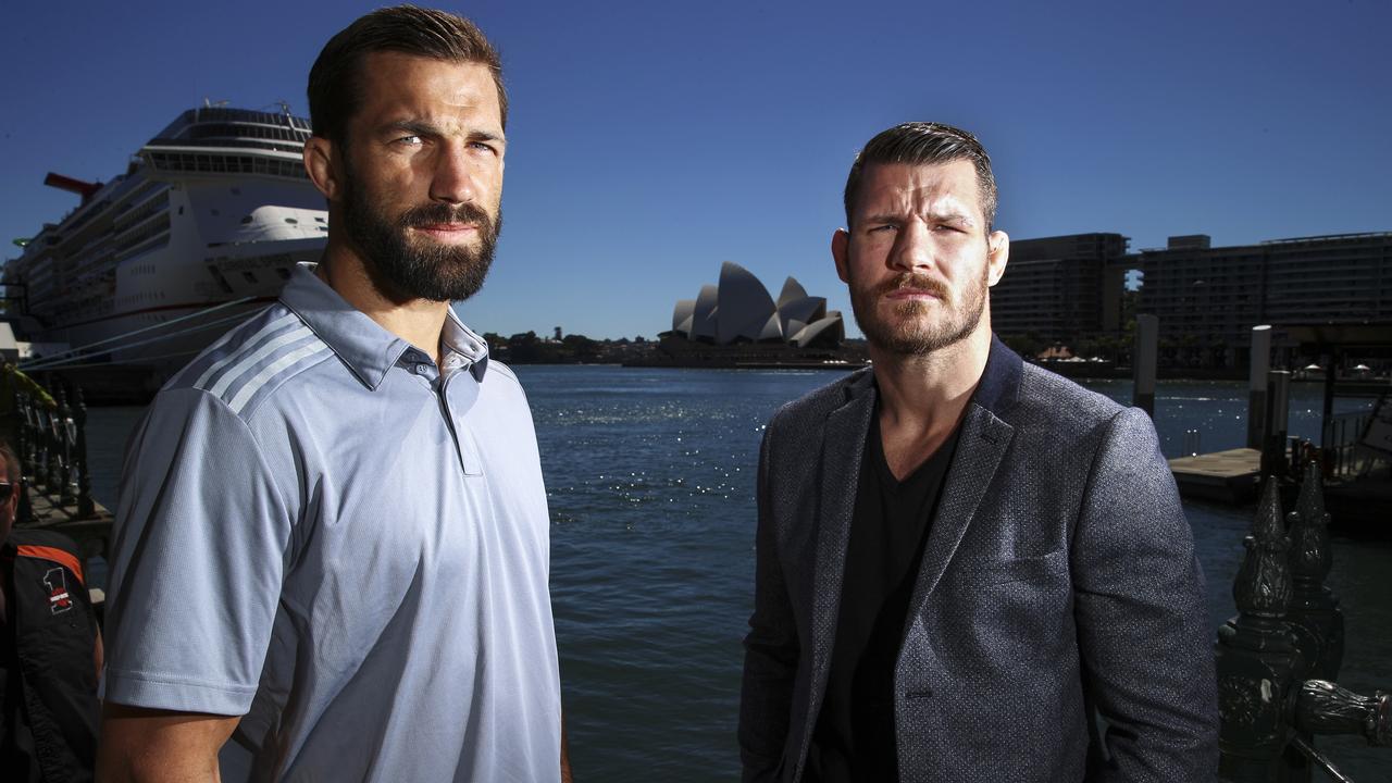 UFC headliners Luke Rockhold and Michael Bisping at Circular Quay today. This will be the first time they have been together since their fiery Sydney press conference went viral -- and global. (Pics Justin Lloyd)