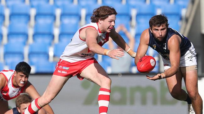 TSL. Clarence V Launceston. Sam Green Clarence and Brodie Palfreyman Launceston. Picture: Nikki Davis-Jones