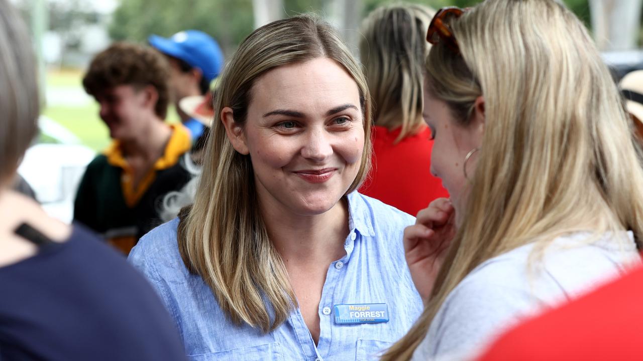 LNP candidate Maggie Forrest congratulated the next member for Ryan. Picture: David Clark
