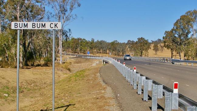 The Bum Bum Creek sign along New England Highway was a favourite among commuters before it was stolen. Picture: TKG Group