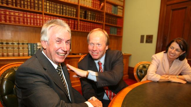 ALP candidate for Gaven Phil Gray at Parliament with Premier Peter Beattie. Picture: Annette Dew