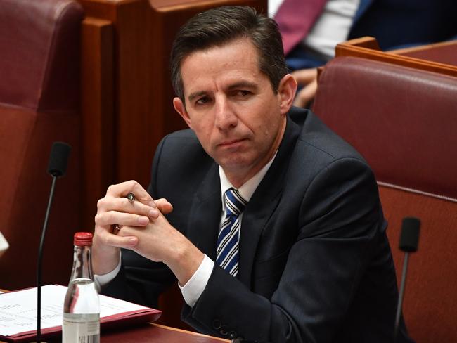 Minister for Trade Simon Birmingham in the Senate chamber.