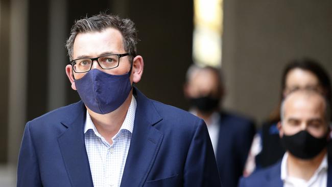 Victorian Premier Daniel Andrews at a press conference on Sunday. Picture: Getty Images