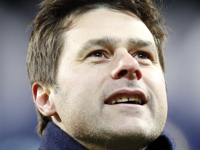 Tottenham's manager Mauricio Pochettino celebrates at the end of the English Premier League soccer match between Manchester City and Tottenham Hotspur's at the Etihad Stadium in Manchester, England, Sunday Feb. 14, 2016. Tottenham won 2-1. (AP Photo/Jon Super)