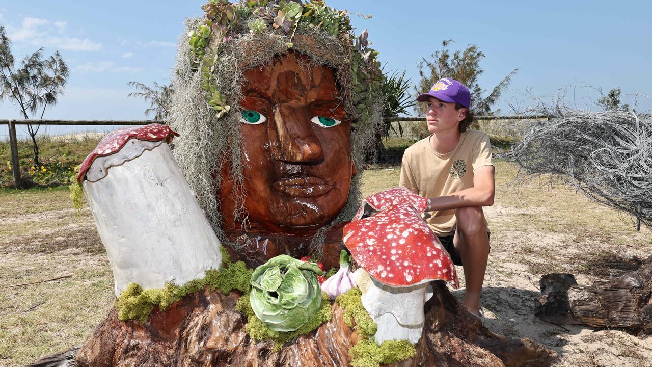 Swell Festival at Currumbin. Jacob Trigg from Brisbane with Ambivalence by Georgia Furniss. Picture Glenn Hampson