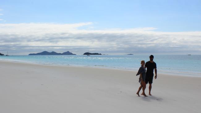 Chris and Elsa at Whitehaven Beach in the Whitsundays.