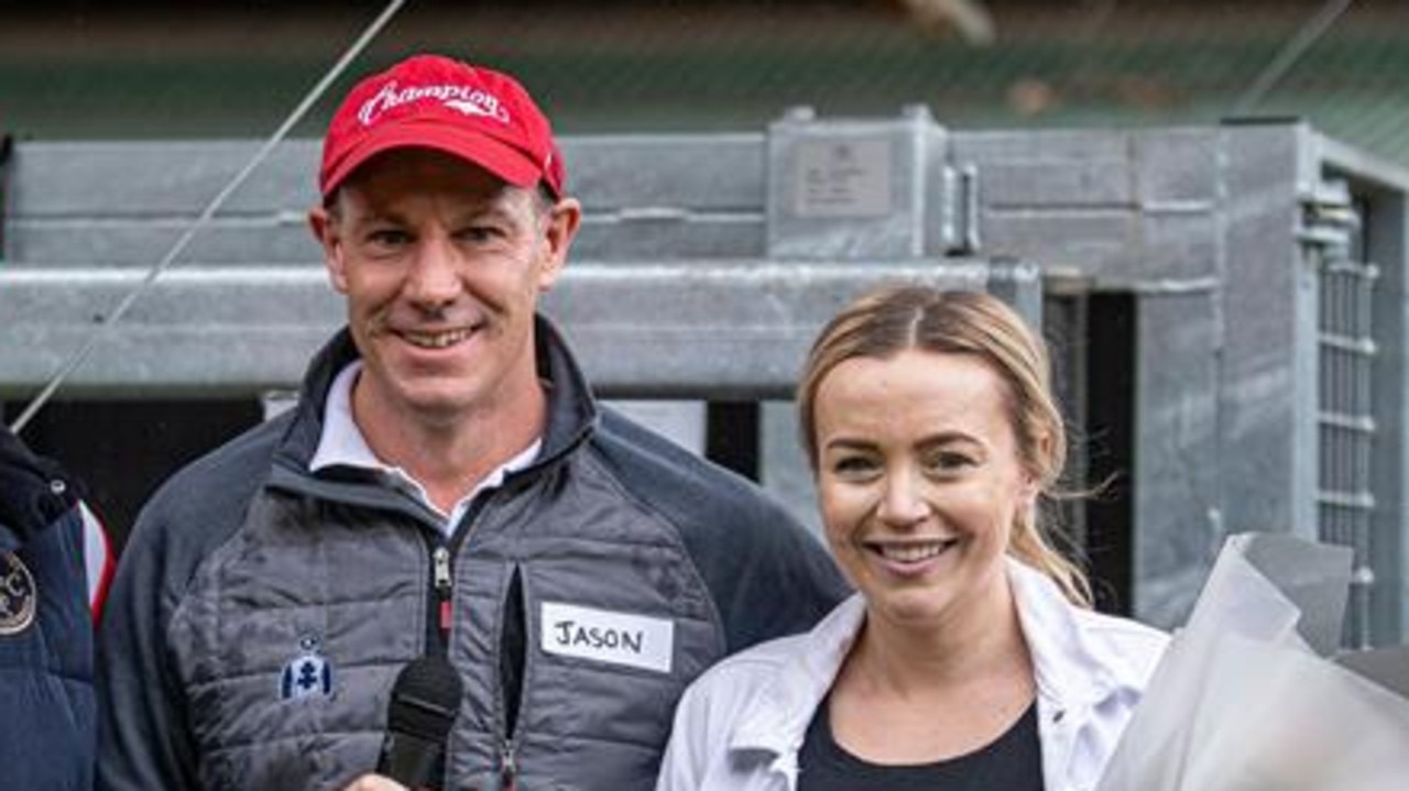 Champion Thoroughbreds Principal Jason Abrahams (centre) and Racing Manager, Emma Guymer. Picture: Champion Thoroughbreds