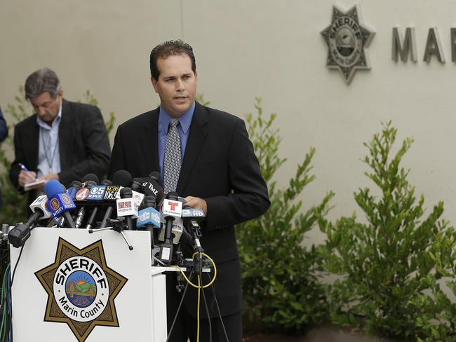 Lt. Keith Boyd, assistant chief deputy coroner for the Marin County Sheriff's Office, speaks at a news conference about the death of Robin Williams in San Rafael, California. Picture: Jeff Chiu