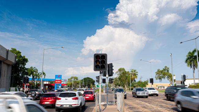 Traffic lights across the city of Darwin city and surrounding suburbs went out during peak hour amid the blackout. Picture: Che Chorley