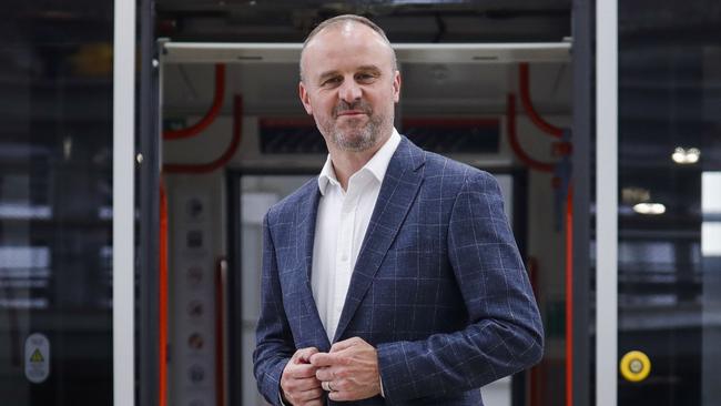 Chief Minister Andrew Barr at a light rail terminal. Picture: Sean Davey