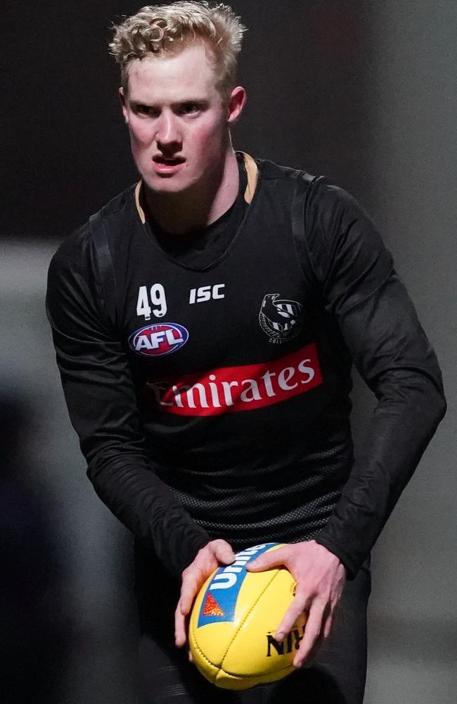 John Noble training with the Magpies. Picture: Scott Barbour (AAP).