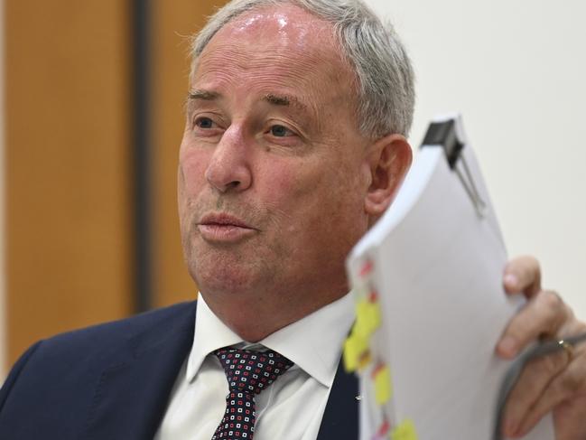 CANBERRA, AUSTRALIA, NewsWire Photos. FEBRUARY 9, 2024: Senator Richard Colbeck during an inquiry into the management and assurance of integrity by consultancy services at Parliament House in Canberra: NCA NewsWire / Martin Ollman