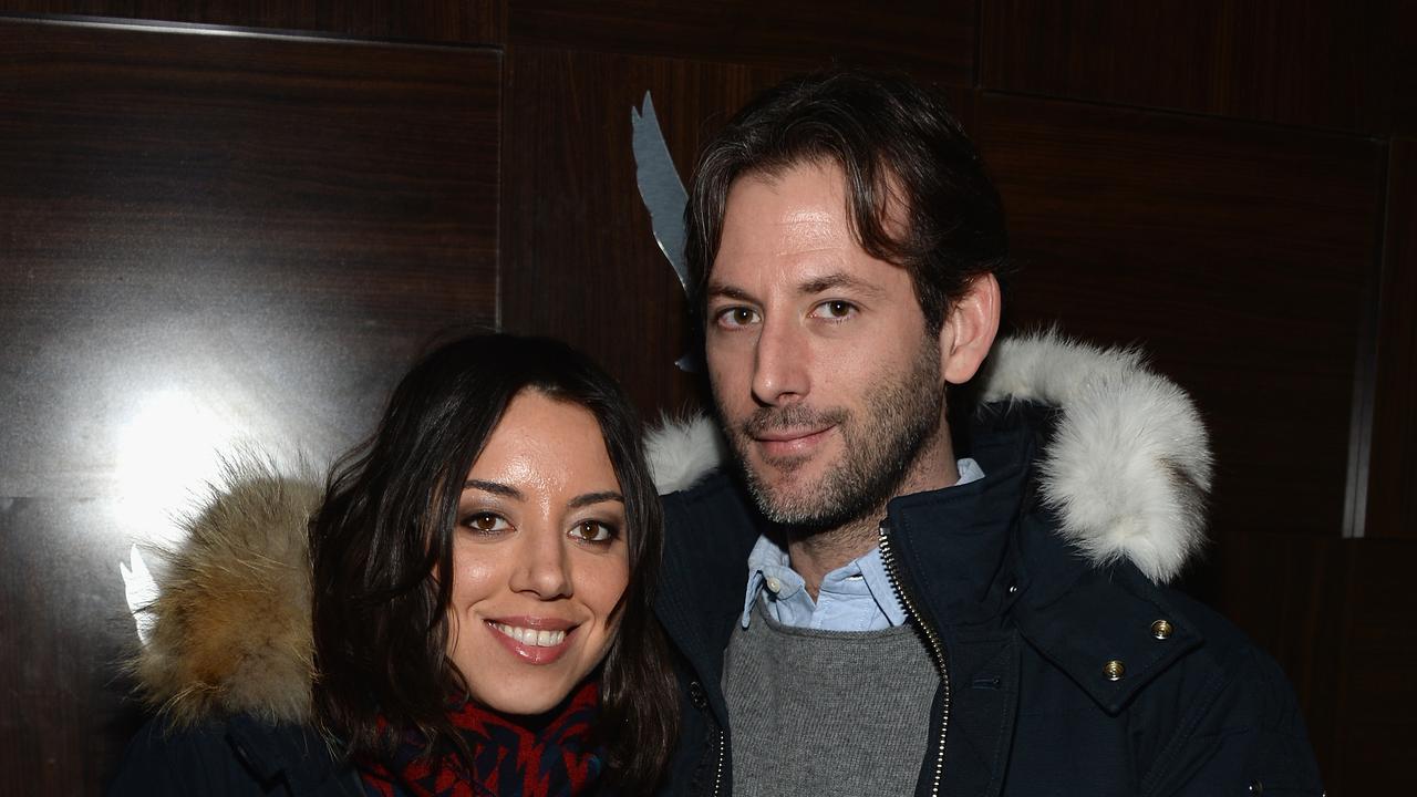 Actress Aubrey Plaza with her late ex-husband, Jeff Baena. Picture: Getty.