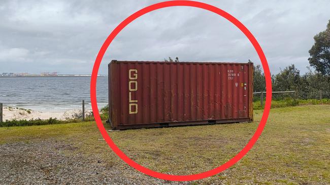 Bayside Council in Sydney have installed a shipping container after an alleged tree poisoning. Picture: Bayside Council