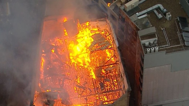 The inside of the building has been completely gutted by the fire. Photo: 9 News