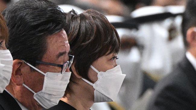 Shinzo Abe’s widow Akie at the state funeral. Picture: AFP