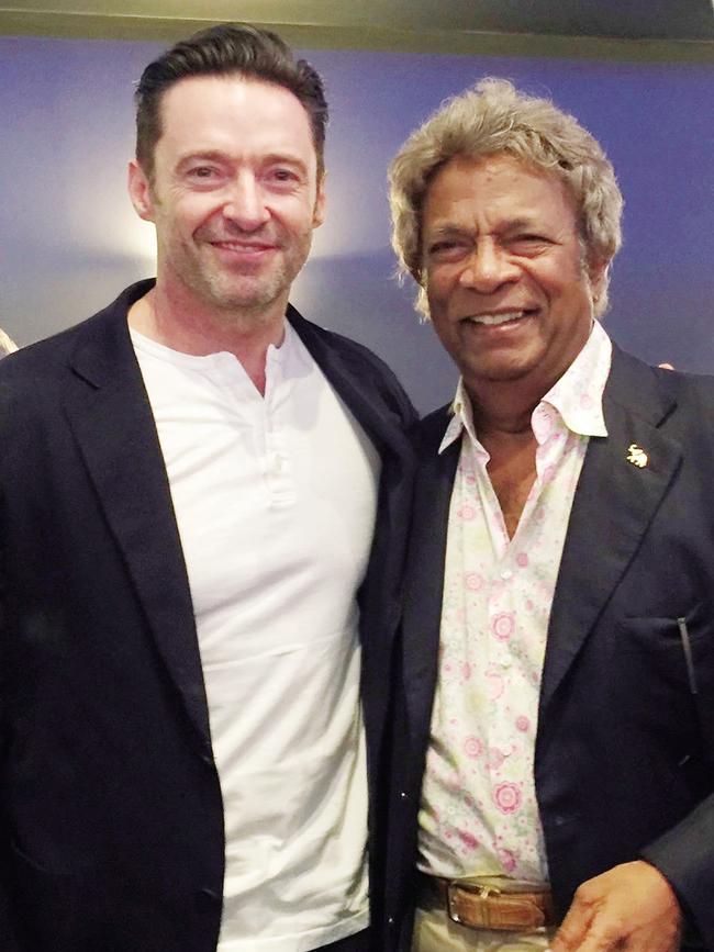 Australian singer Kamahl and Hugh Jackman Picture: Supplied