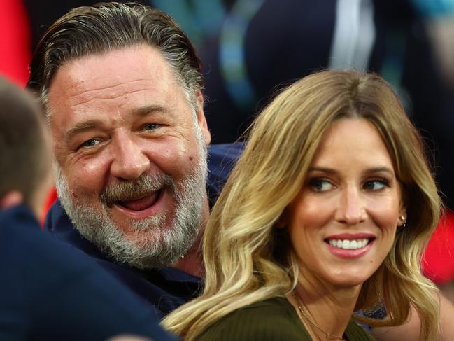 Russell Crowe enjoying the tennis. Picture: Clive Brunskill/Getty