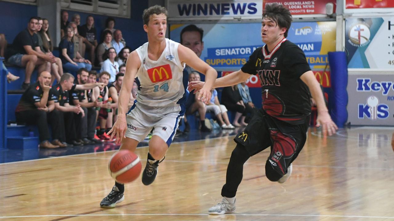 ' Leon Christensen (left) was one of the Rockhampton Rockets best against the Mackay Meteors on Saturday night. Photo: Jann Houley