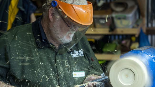 A wood turning display. Picture: AAP/Matthew Vasilescu