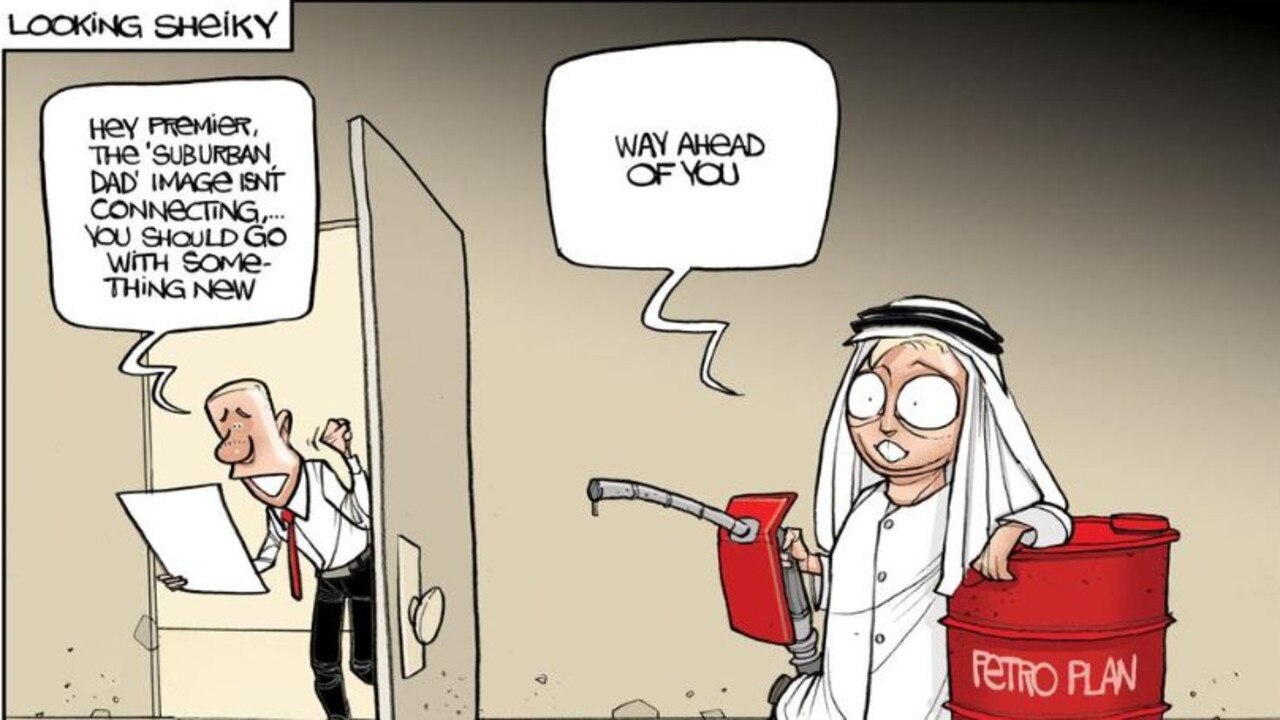 Cartoonist Brett Lethbridge on Steven Miles' plan to open stated-owned service stations.