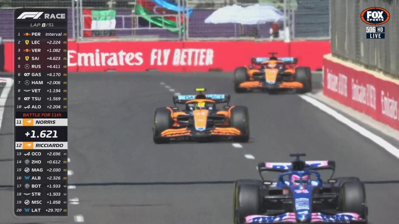 Daniel Ricciardo was told to slow down and stay behind Lando Norris after getting within a second for lengthy periods.
