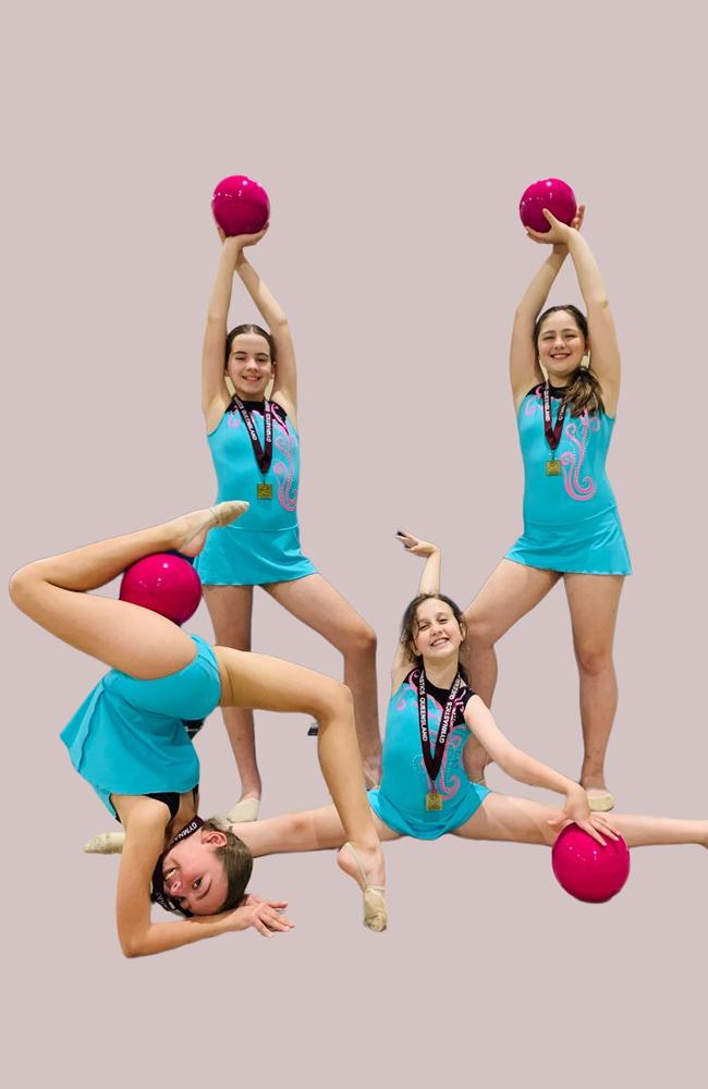 Nina Crossman, Eleanor Sawyer, Sophie Cameron, Ruby Stok, Ritmix Gymnastics Club. Picture: Contributed