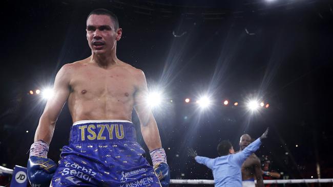 Tim Tszyu has taken a cheeky shot at Michael Zerafa. (Photo by Mark Kolbe/Getty Images)