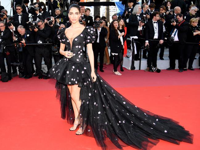 Australian model Jessica Kahawaty arrives for the screening of the film Rocketman on Thursday. Picture: AFP