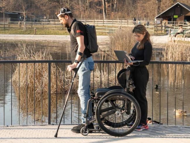 Gert-Jan was given the ability to walk again thanks to groundbreaking technology. Picture: AFP