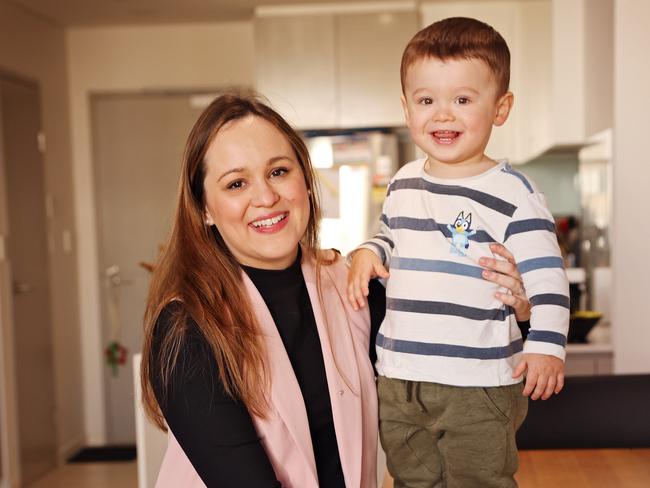 WEEKEND  TELEGRAPHS - 14/7/22MUST CLEAR WITH PIC EDITOR JEFF DARMANIN BEFORE PUBLISHING - Jacquie Barbagallo is a renter in Mascot. Pictured at her unit with son Leo. Picture: Sam Ruttyn