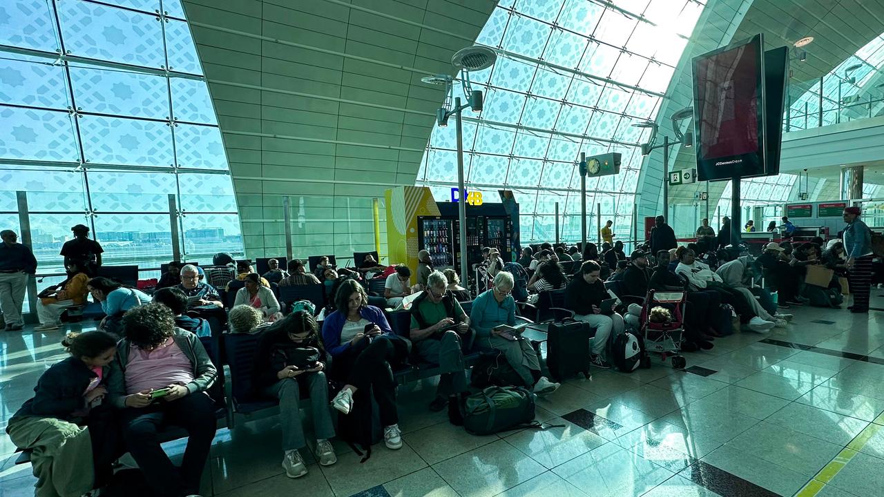 The major airport has diverted scores of incoming flights as heavy rains lashed the United Arab Emirates, causing widespread flooding around the desert country. Picture: AFP