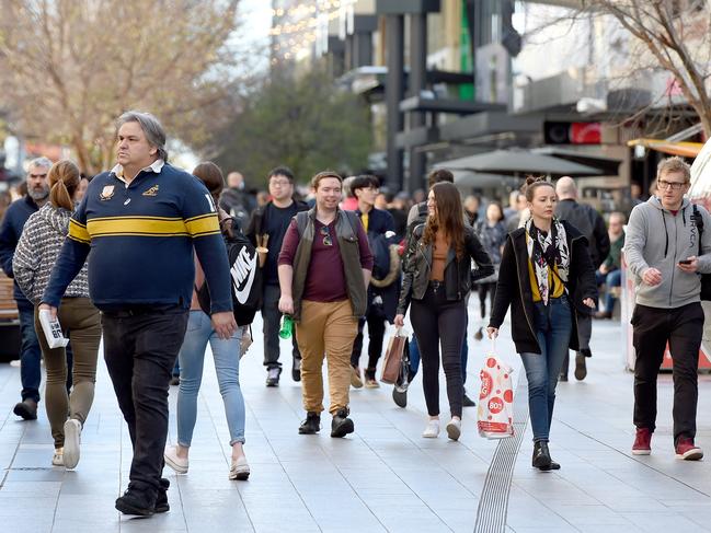 July 31st 2020 - People in Rundle Mall to go on a spread about everyday things getting back to normal. Picture: Naomi Jellicoe