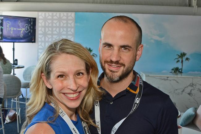 Danielle and Schuyler Weiss in The Lounge at GC500 corporate suites, Main Beach. Pic: Regina King