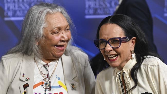 NAIDOC Female Elder of the Year Aunty Matilda House-Williams and Indigenous Australians Minister Linda Burney in Canberra on Wednesday Picture: NCA NewsWire / Martin Ollman