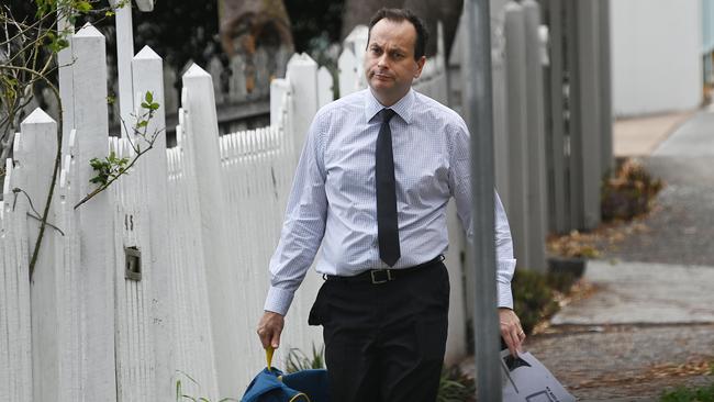 Lobbyist Evan Moorhead is seen outside his home in Annerley yesterday. Picture: Lyndon Mechielsen