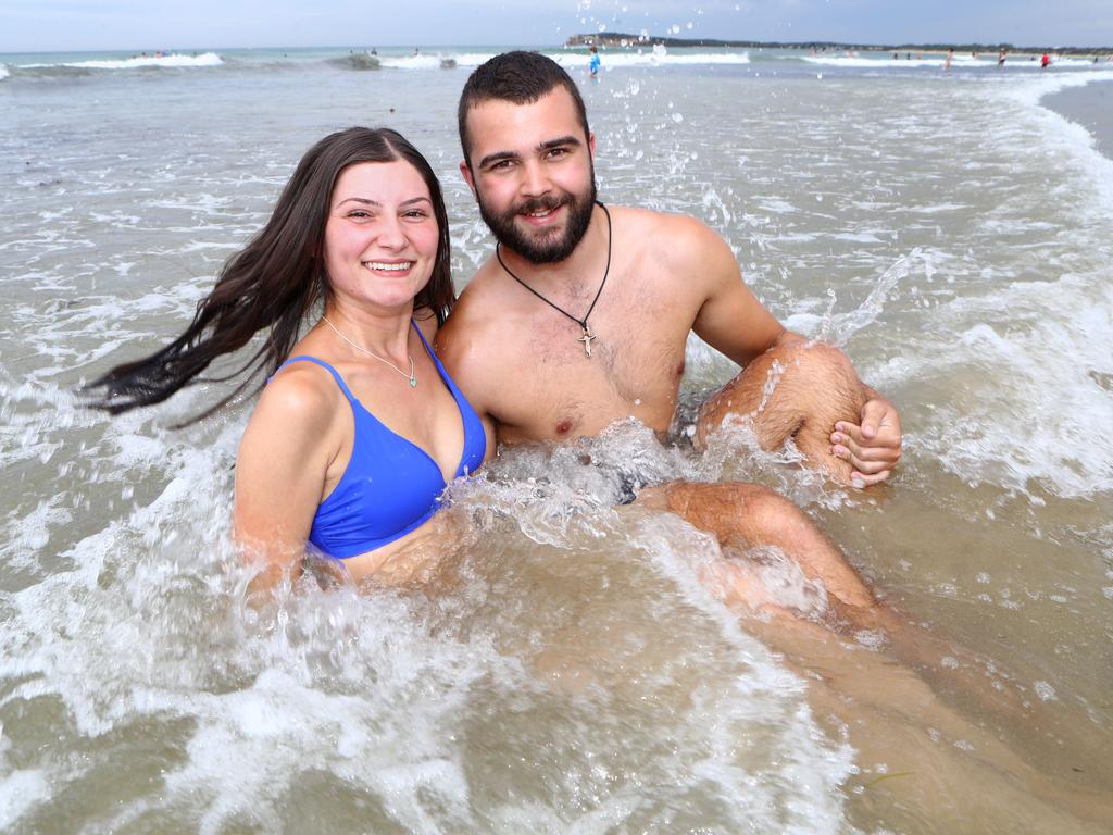 Beach Pics at Ocean Grove Ceyda Gokmese and Claudio Sikore (Melbourne) Picture: Glenn Ferguson