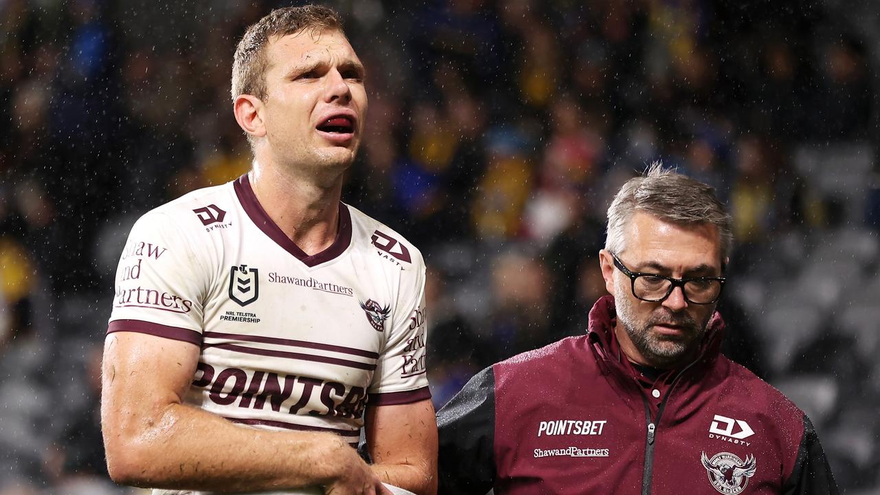 Tom Trbojevic dislocated his shoulder against the Eels on Friday night. Picture: Mark Kolbe/Getty Images