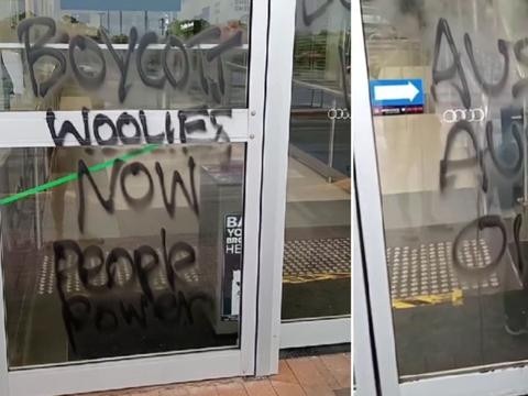 New photos have revealed Woolworths in Cleveland was also vandalised on the weekend.