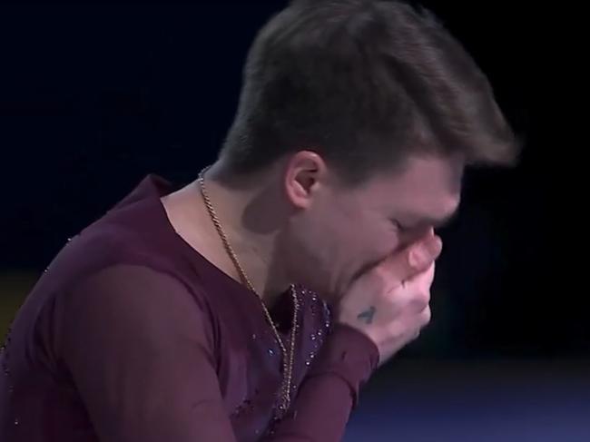 The ice skater broke down after the performance