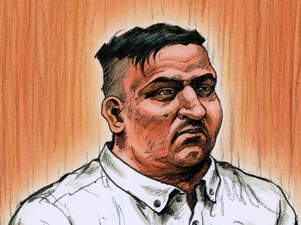 A court artist sketch by Paul Tyquin of James "Dimitrious" Gargasoulas  seen in the Victorian Supreme Court in Melbourne, Thursday, November 8, 2018. The accused Bourke Street murderer is facing charges on six counts of murder and 28 charges of attempted murder. (AAP Image/Paul Tyquin) NO ARCHIVING