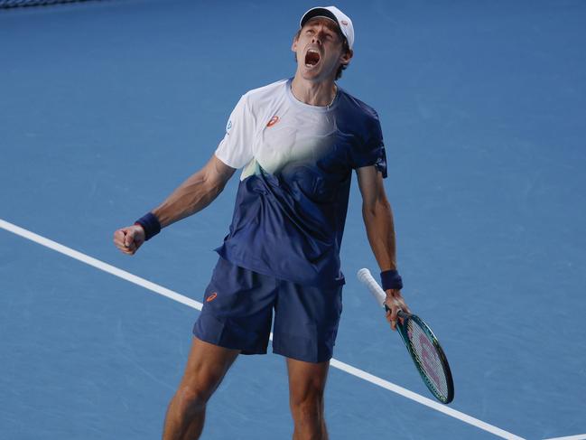 Alex de Minaur celebrates. Picture: Michael Klein