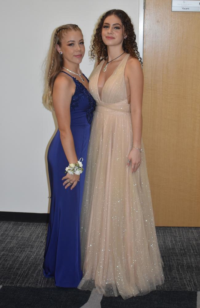 Katelyn Rankin and Soraya Francis at the 2022 Nambour State College formal. Picture: Eddie Franklin