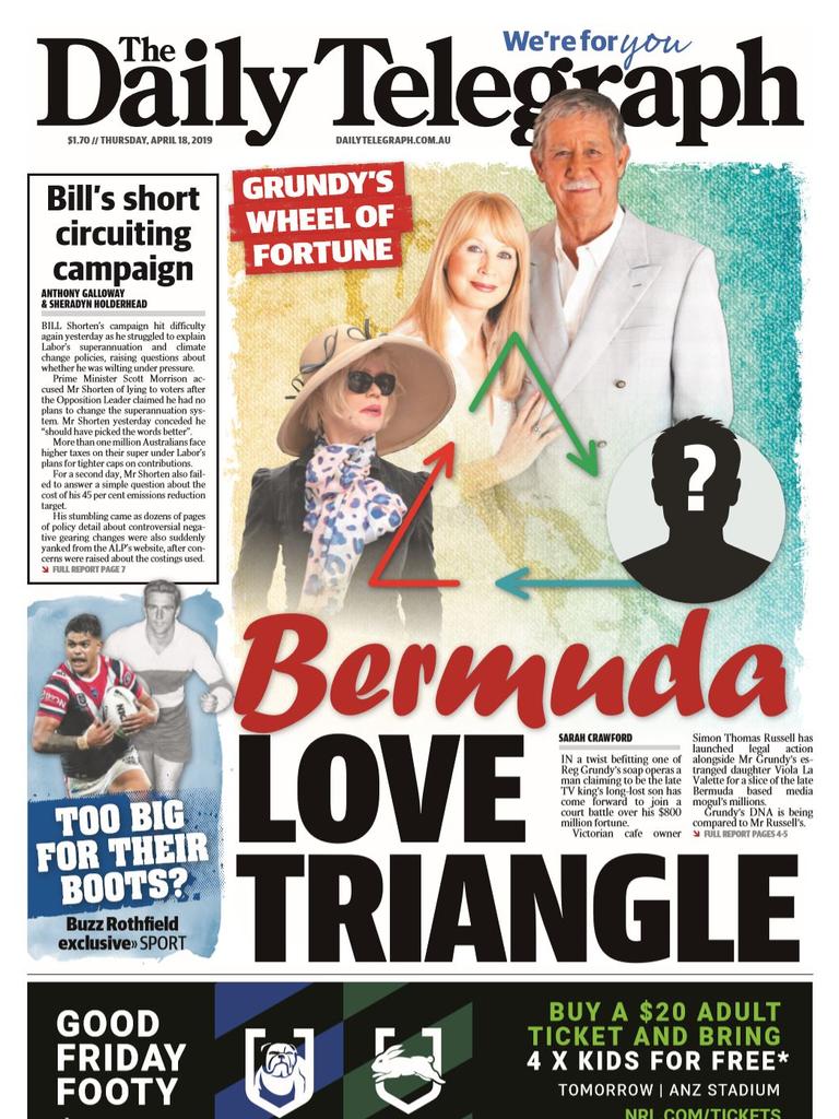 Daily Telegraph front page for April 18