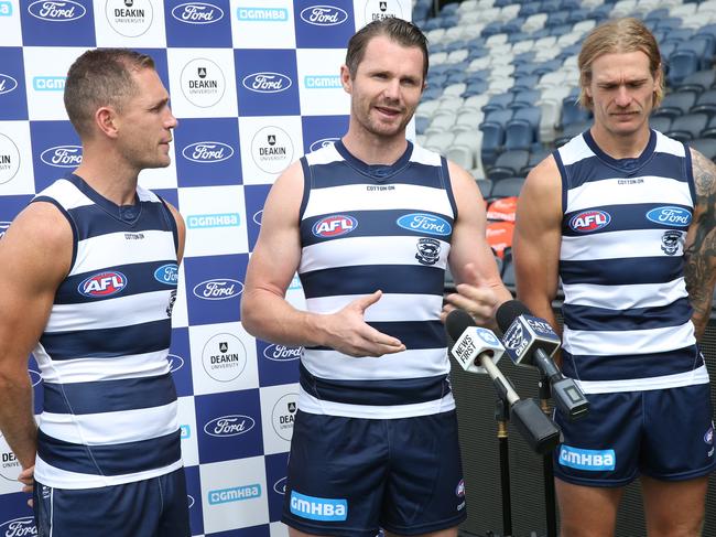 Patrick Dangerfield and Tom Stewart were vice captains under Joel Selwood in 2022. Picture: Alan Barber