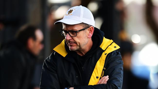 Broadview coach Nathan Grainger during the Adelaide Footy League division two match between Broadview and Modbury at Broadview Oval. Saturday July 13,2019.(Image AAP/Mark Brake)