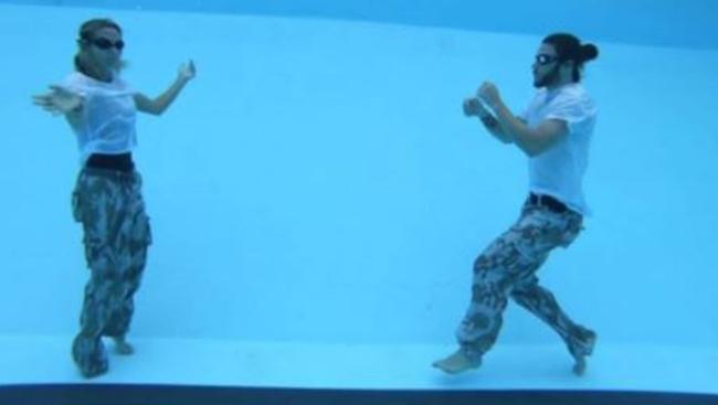 Elsa Pataky underwater training at Centenary Pool in Brisbane for her role in the new Netflix Original series Tidelands. Picture: Instagram.